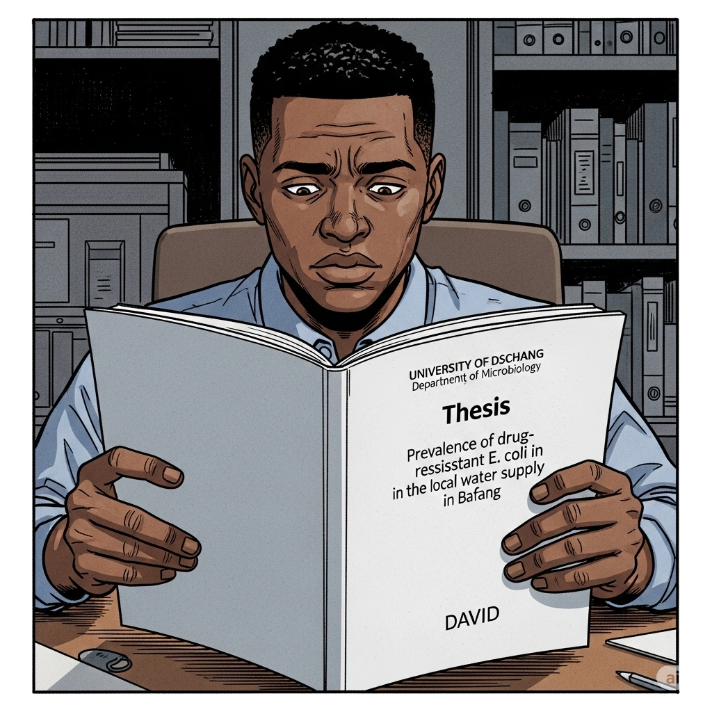 A microbiology student looking at his MSc thesis